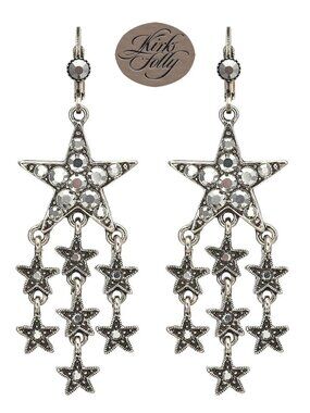 KIRKS FOLLY Magickal 𝑺𝒕𝒂𝒓 𝑺𝒉𝒐𝒘𝒆𝒓 Leverback Earrings Silver Pl Oxide